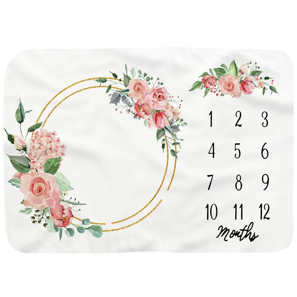 Garden Flower Leaves Baby Milestone Blanket 7