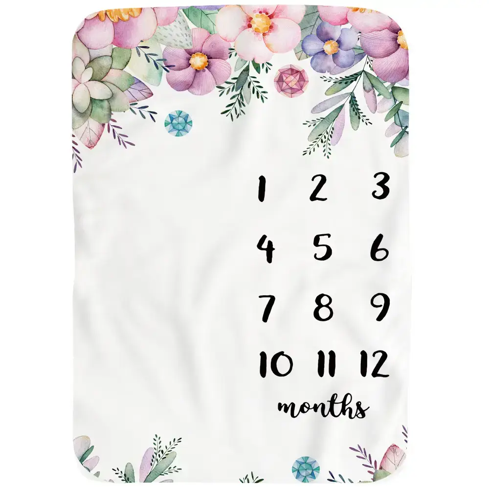Garden Flower Leaves Baby Milestone Blanket 8