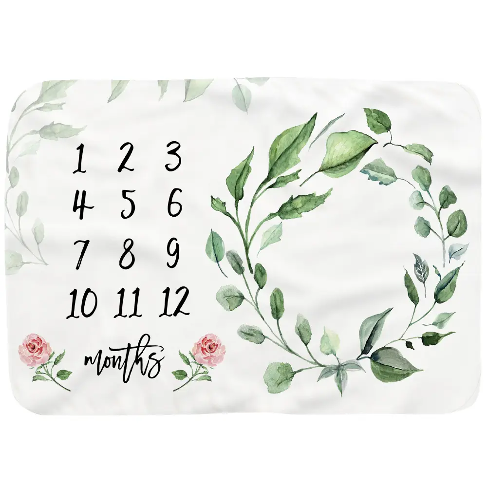 Garden Flower Leaves Baby Milestone Blanket 9