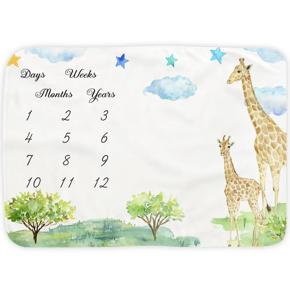 Giraffe Alpaca Milestone Baby Blanket 4 Giraffe Alpaca Milestone Baby Blanket 3