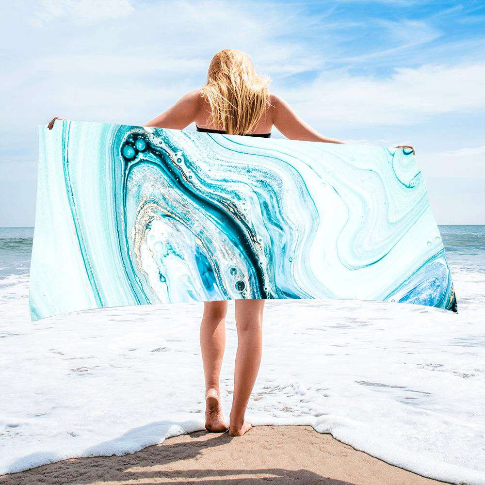 Gold Green Gilt Marble Beach Towel 1