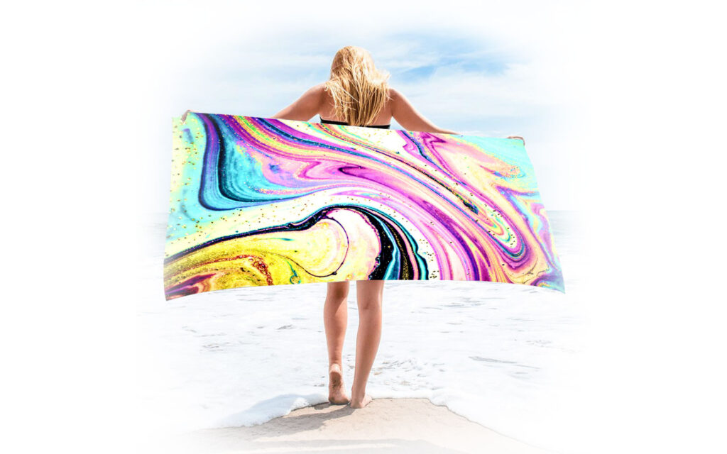 Gold Green Gilt Marble Beach Towel