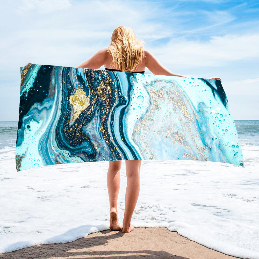 Gold Green Gilt Marble Beach Towel 12
