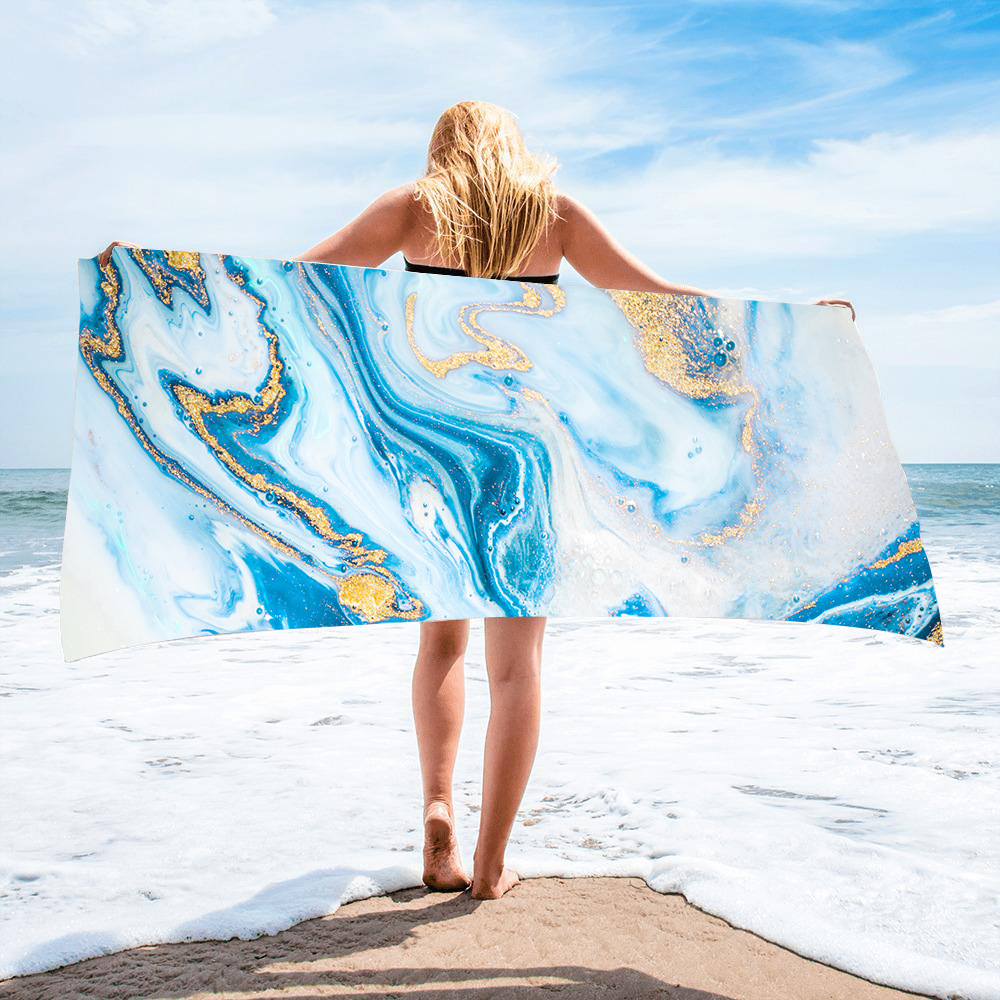 Gold Green Gilt Marble Beach Towel 13