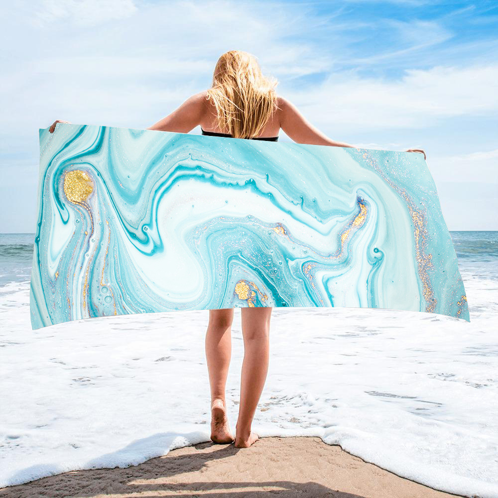 Gold Green Gilt Marble Beach Towel 14