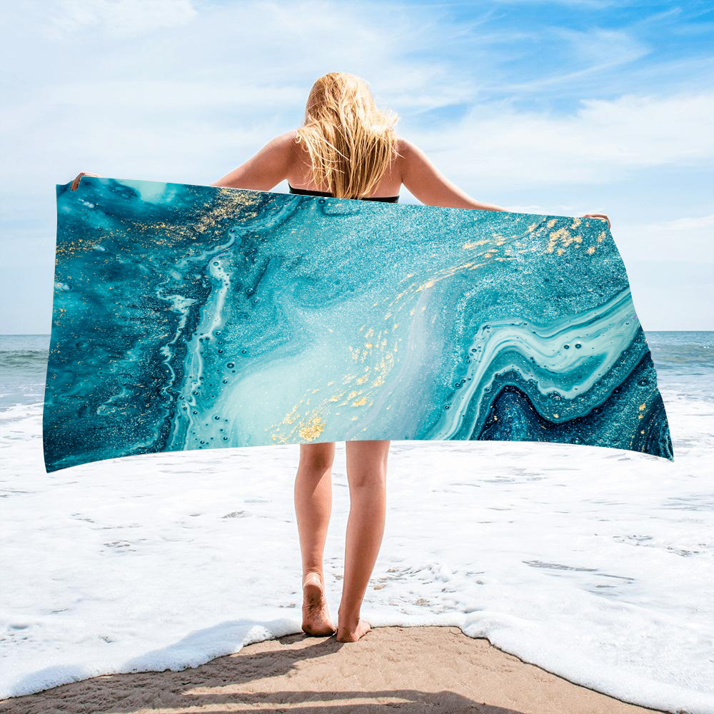 Gold Green Gilt Marble Beach Towel 15