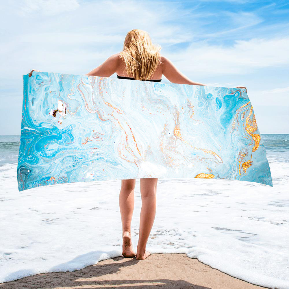 Gold Green Gilt Marble Beach Towel 26