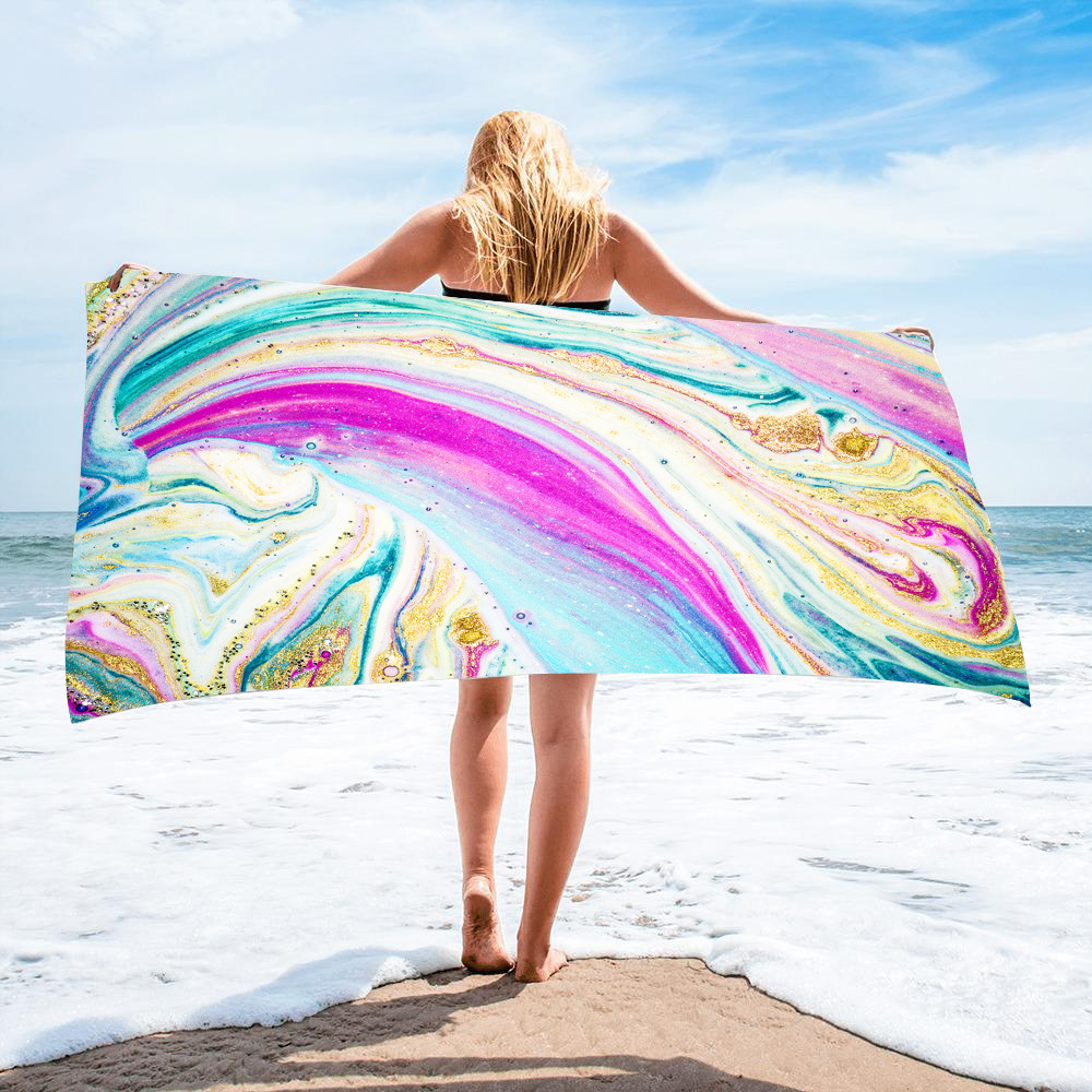 Gold Green Gilt Marble Beach Towel 35