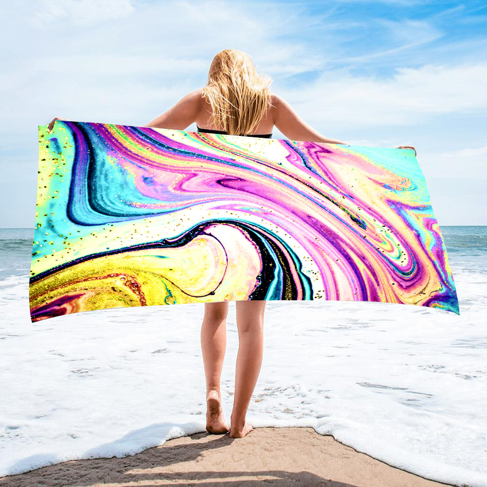 Gold Green Gilt Marble Beach Towel 36