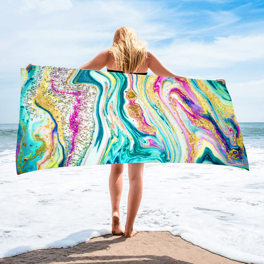 Gold Green Gilt Marble Beach Towel 46