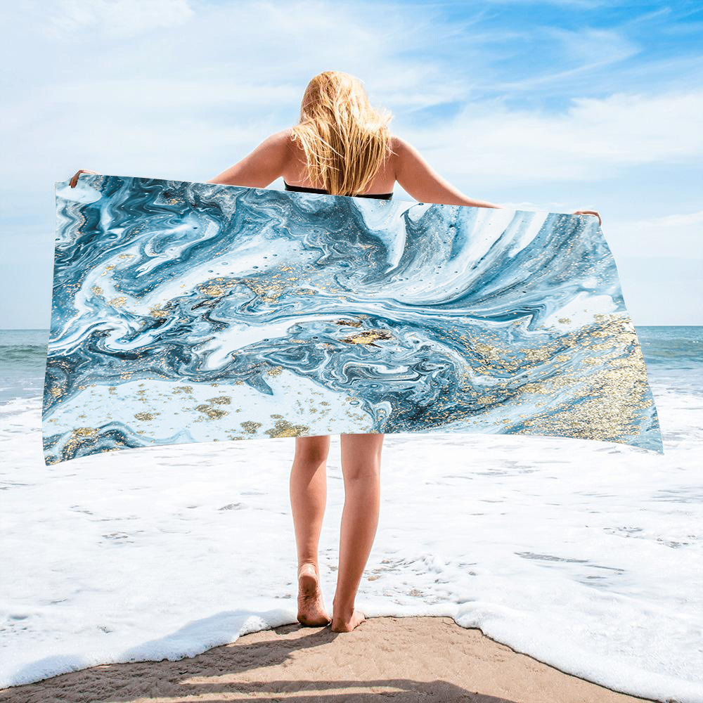 Gold Green Gilt Marble Beach Towel 5