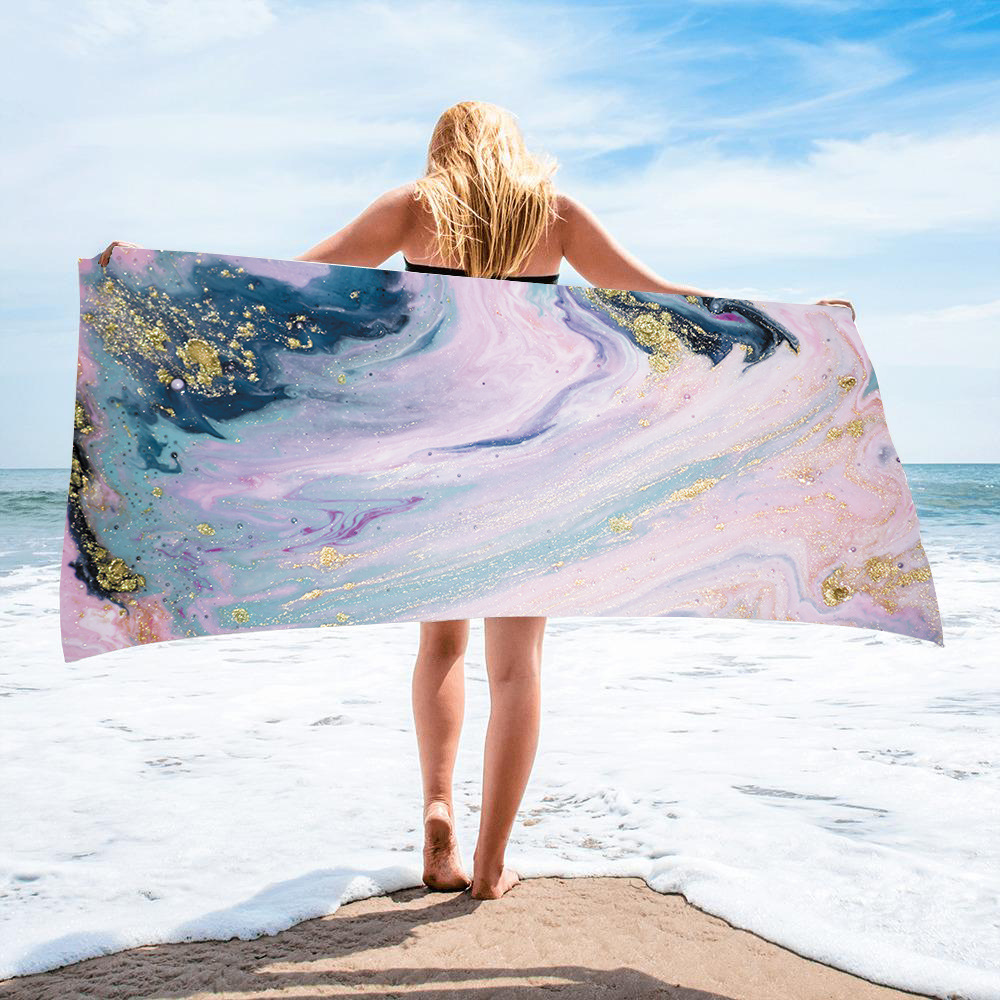 Gold Green Gilt Marble Beach Towel 6
