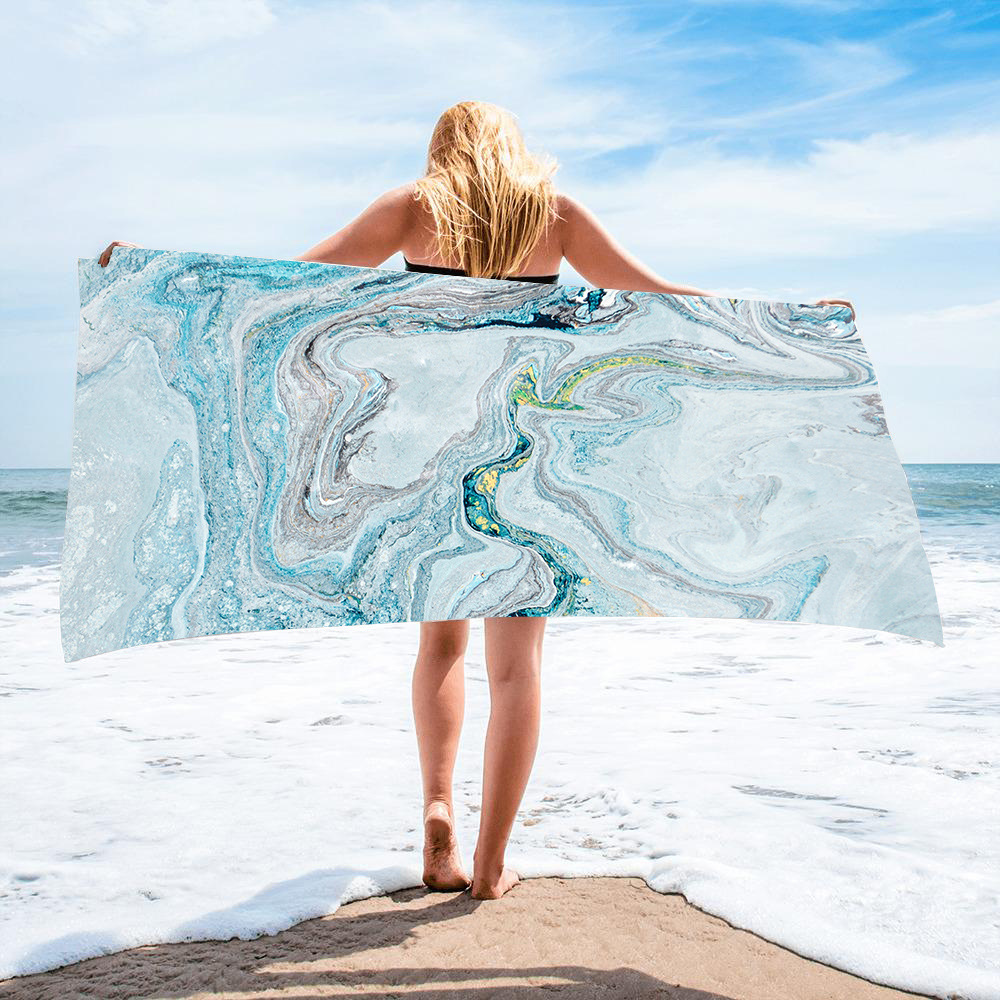 Gold Green Gilt Marble Beach Towel 7