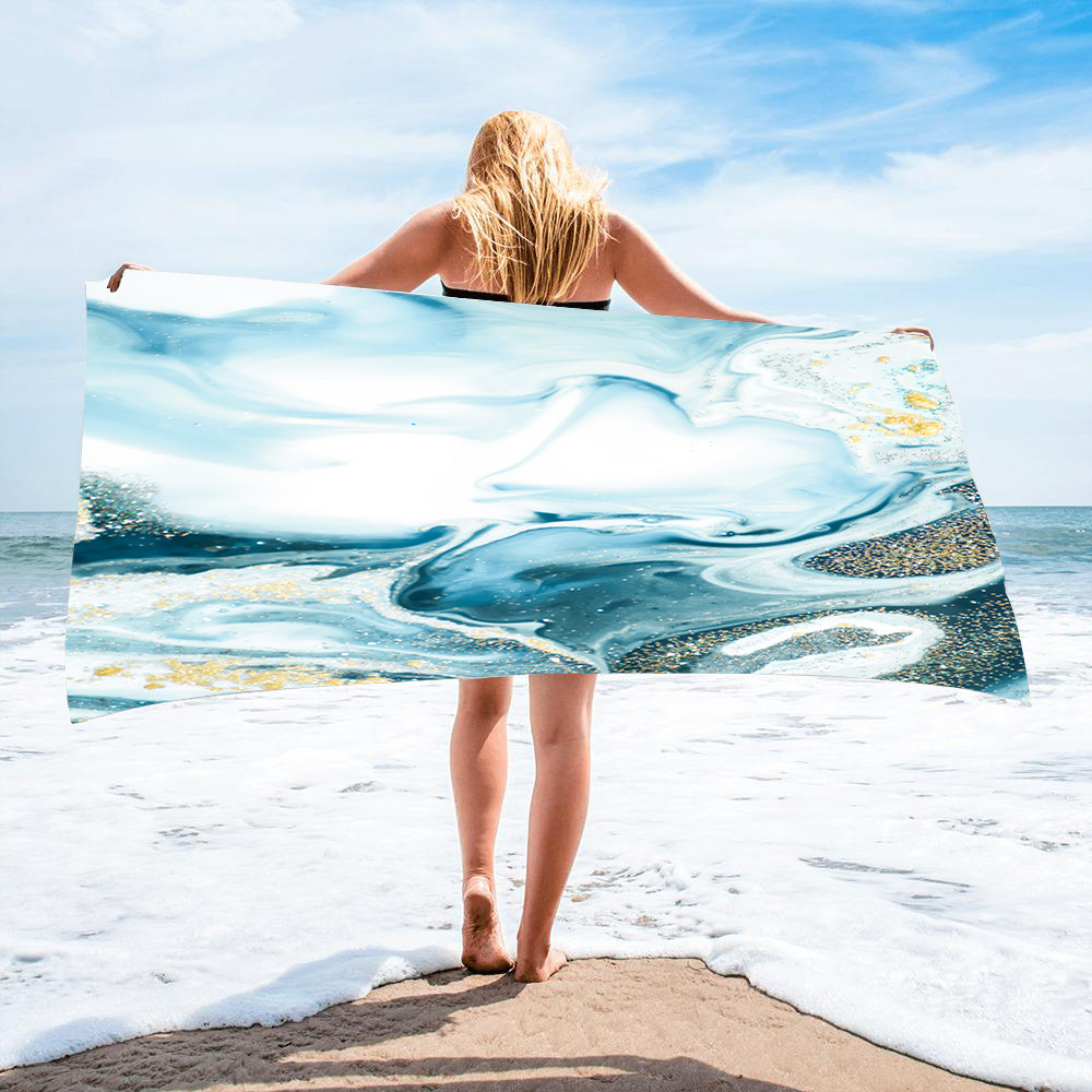 Gold Green Gilt Marble Beach Towel 9