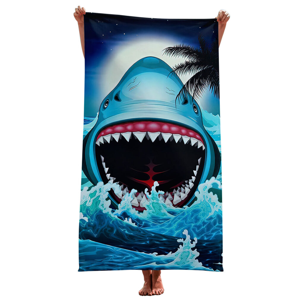 Haha Shark Beach Towel 2 Haha Shark Beach Towel
