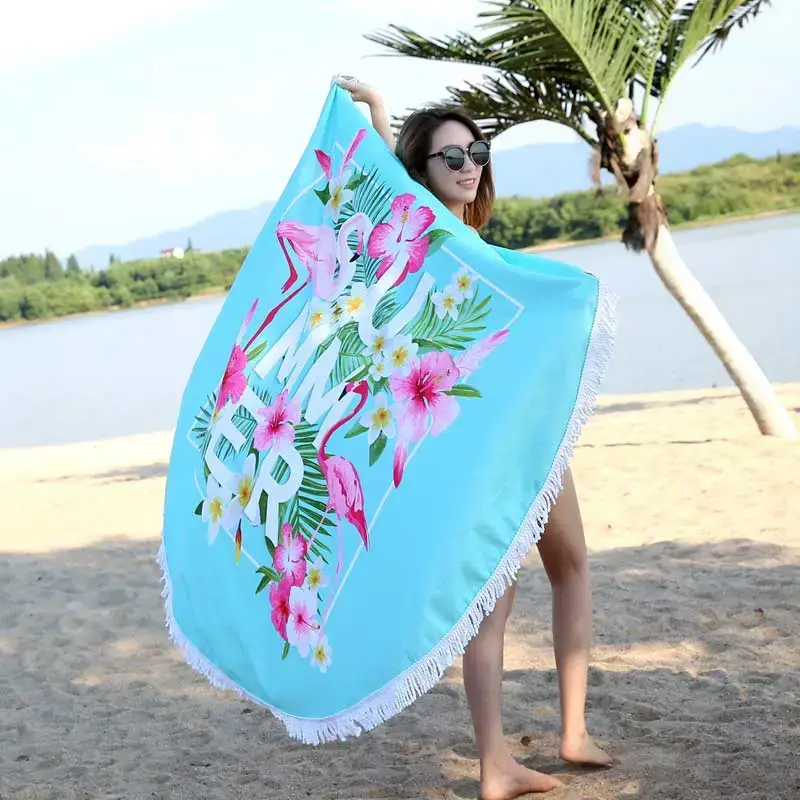 Model Display - Lefovs Round Beach Towels 26 Lefovs Flamingo Round Beach Towel 10