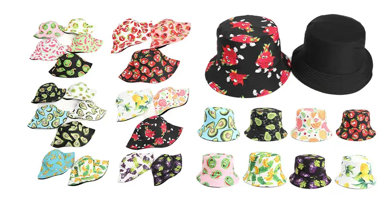 Lemon Watermelon Strawberry Fruit Bucket Hat 1 Lemon Watermelon Strawberry Fruit Bucket Hat