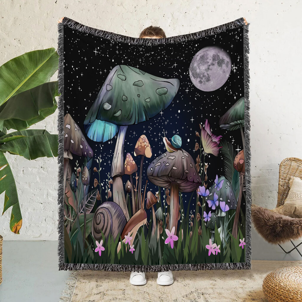 Magic Mushroom Flannel Blanket Throw 1