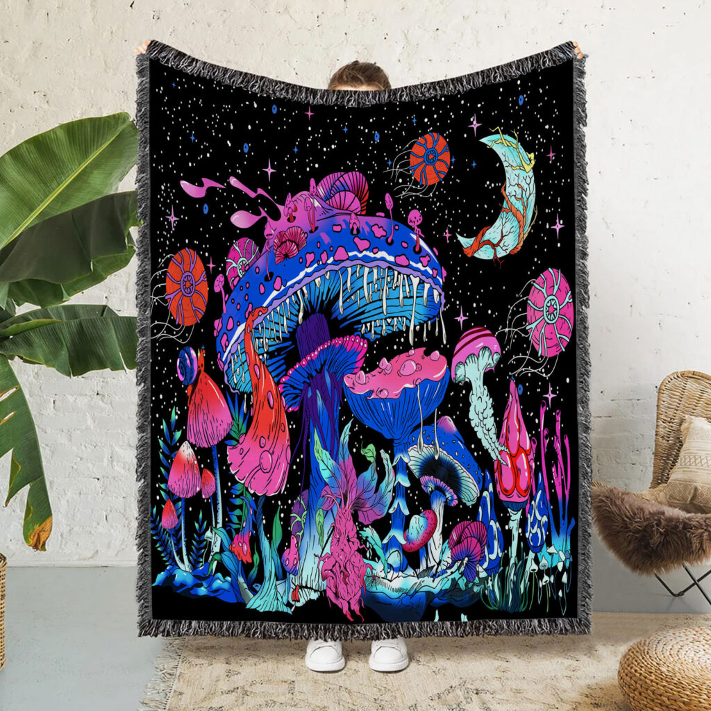 Magic Mushroom Flannel Blanket Throw