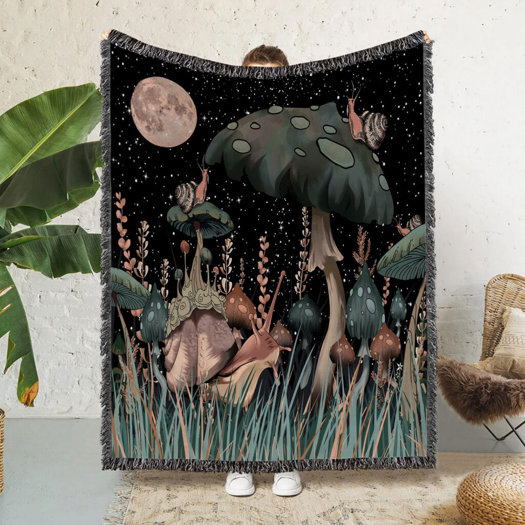 Magic Mushroom Flannel Blanket Throw 2