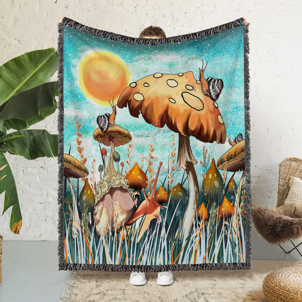 Magic Mushroom Flannel Blanket Throw 3