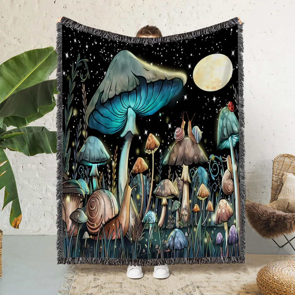 Magic Mushroom Flannel Blanket Throw 4