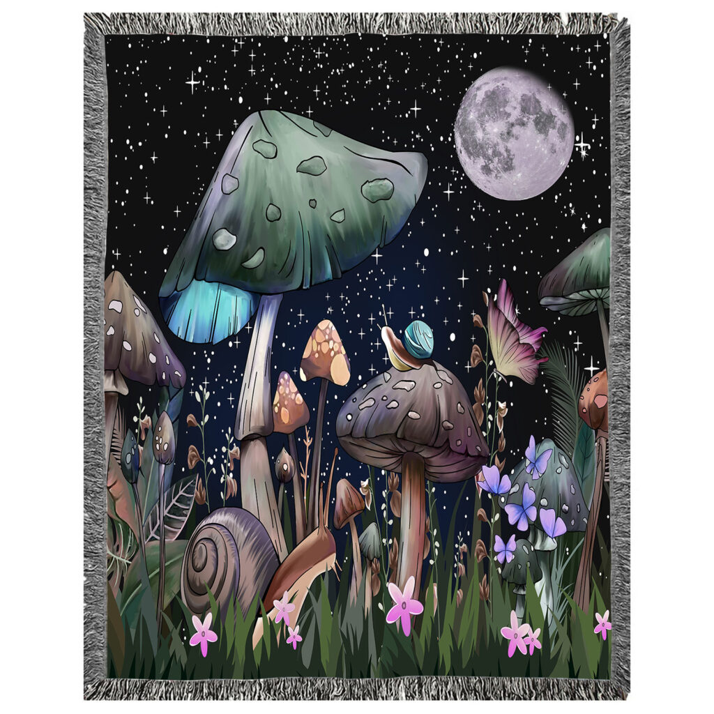 Magic Mushroom Flannel Blanket Throw 6