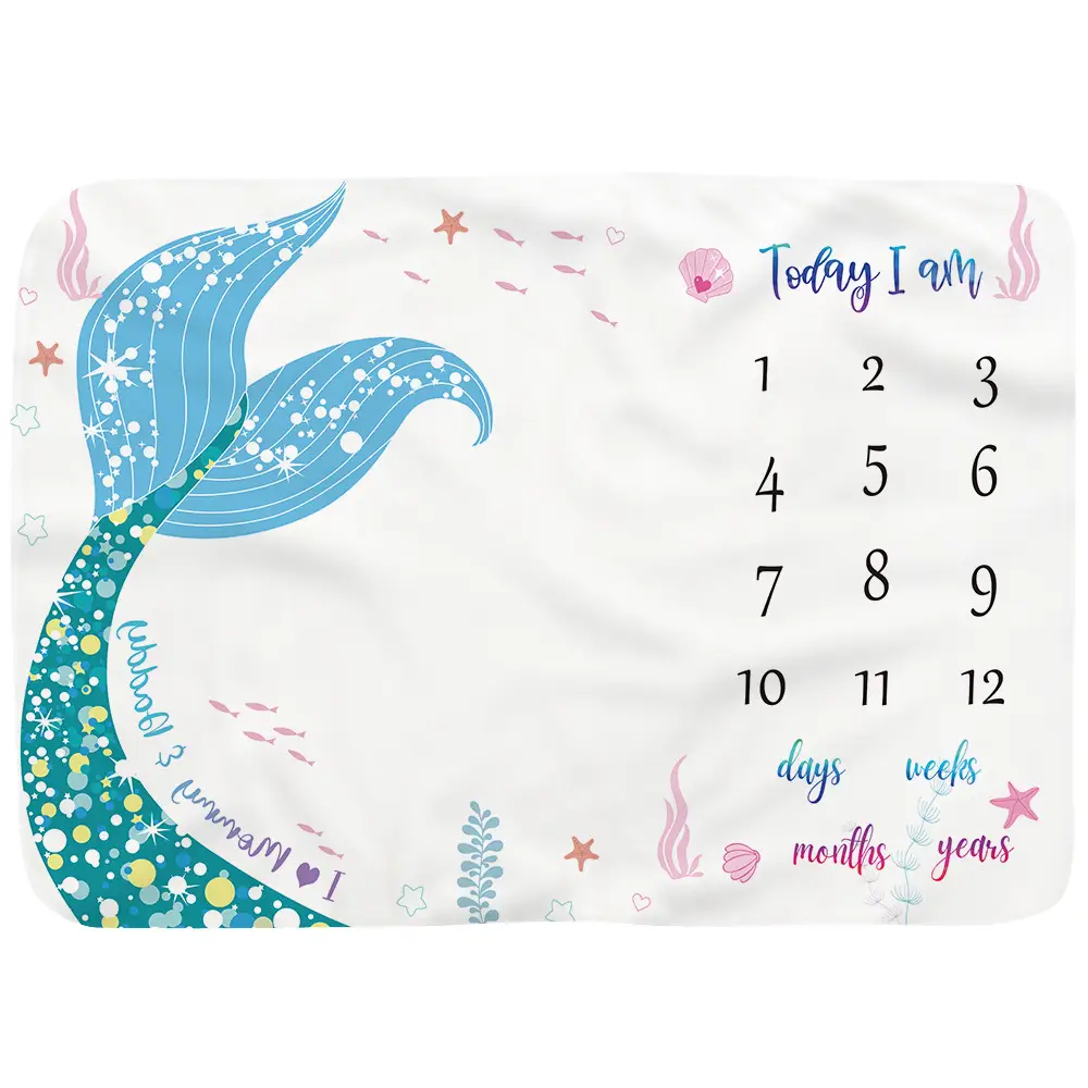 Mermaid Milestone Blanket For Baby Girl 10