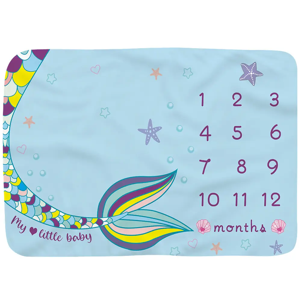Mermaid Milestone Blanket For Baby Girl 11