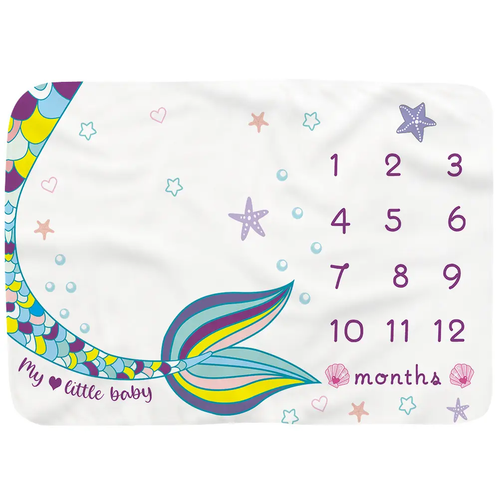 Mermaid Milestone Blanket For Baby Girl 12
