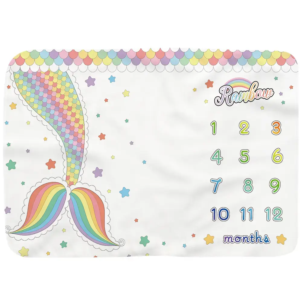 Mermaid Milestone Blanket For Baby Girl 13