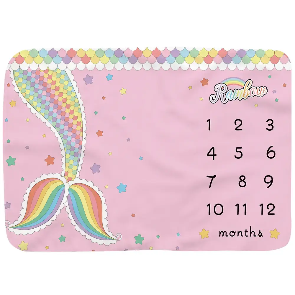 Mermaid Milestone Blanket For Baby Girl 14