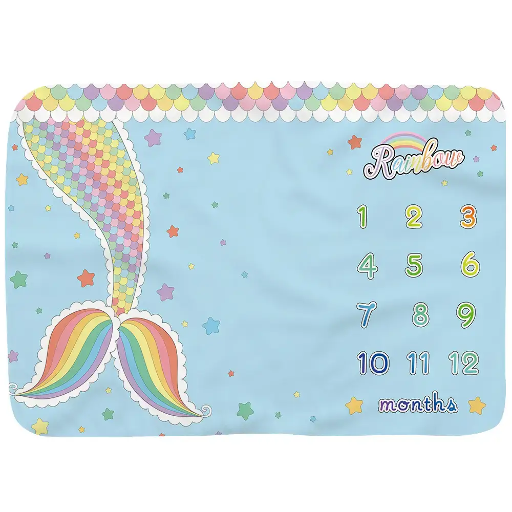 Mermaid Milestone Blanket For Baby Girl 15