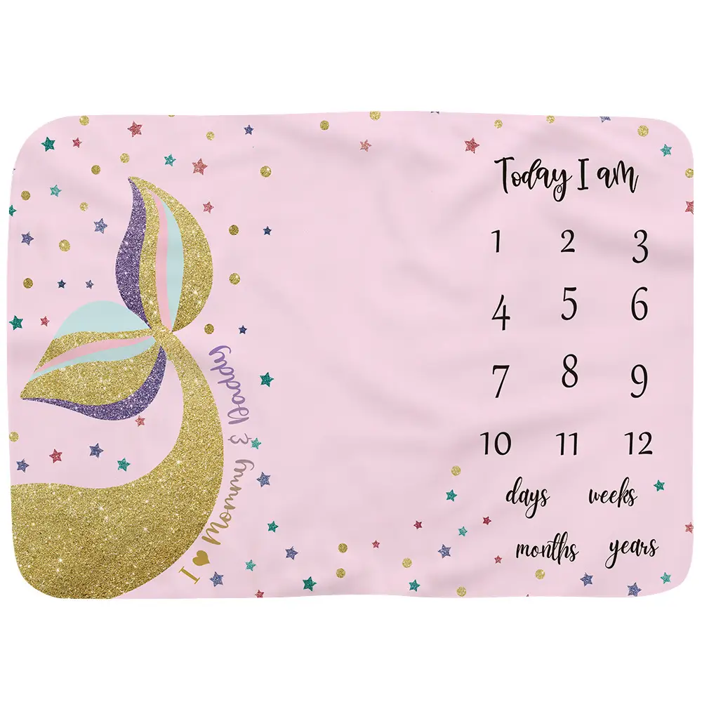 Mermaid Milestone Blanket For Baby Girl 17