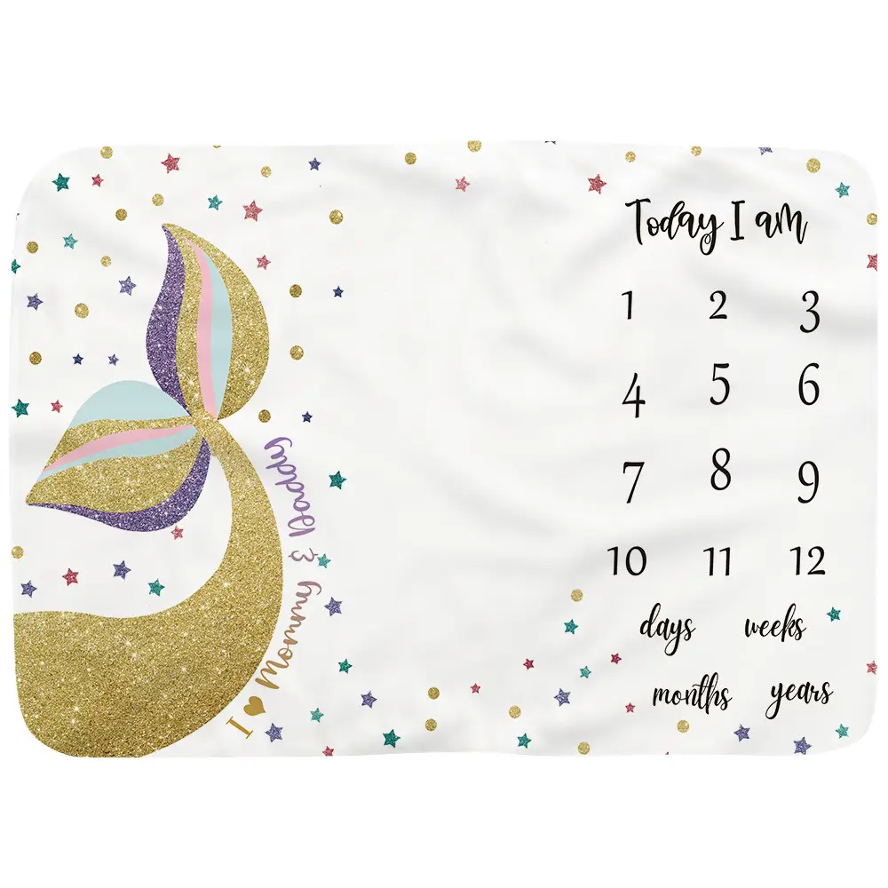 Mermaid Milestone Blanket For Baby Girl 18