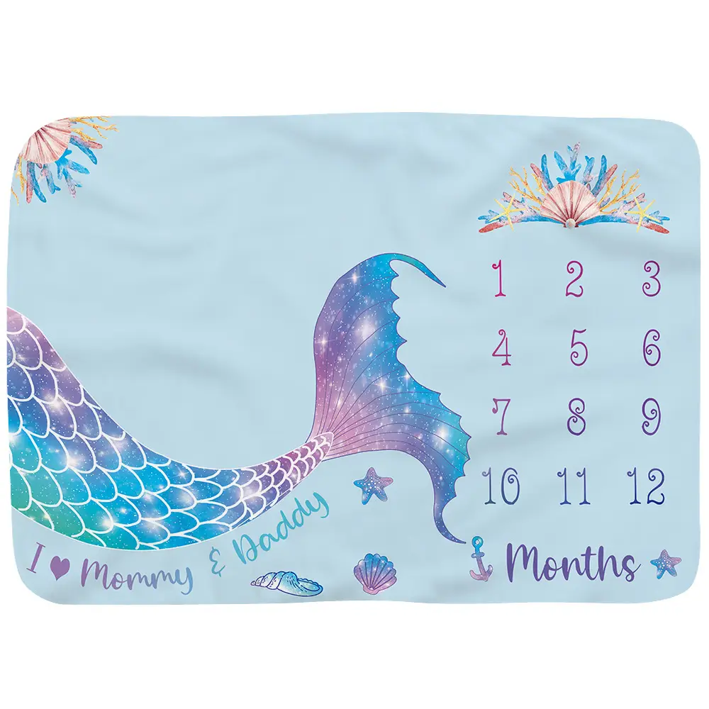 Mermaid Milestone Blanket For Baby Girl 19