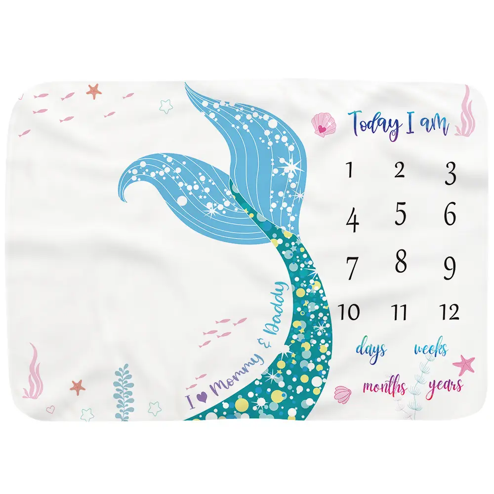 Mermaid Milestone Blanket For Baby Girl 20
