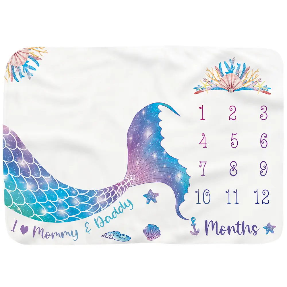 Mermaid Milestone Blanket For Baby Girl 21