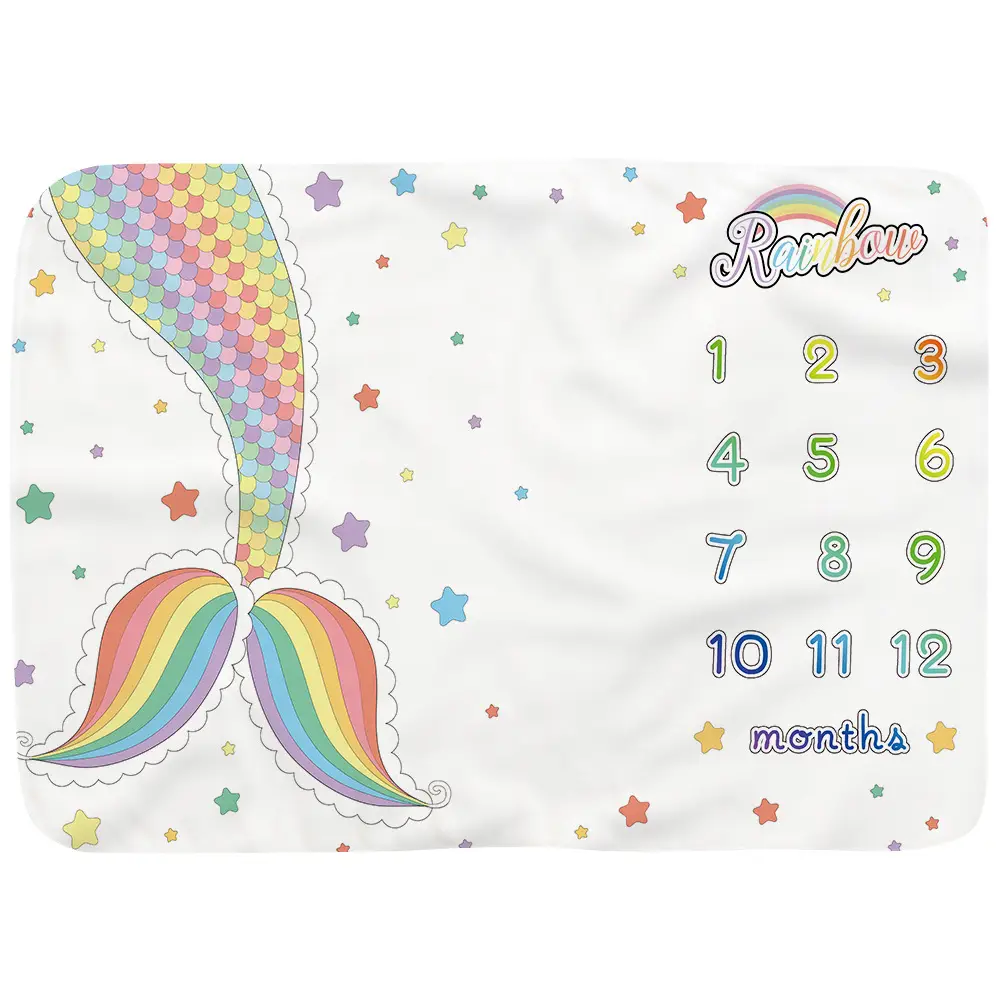 Mermaid Milestone Blanket For Baby Girl 7