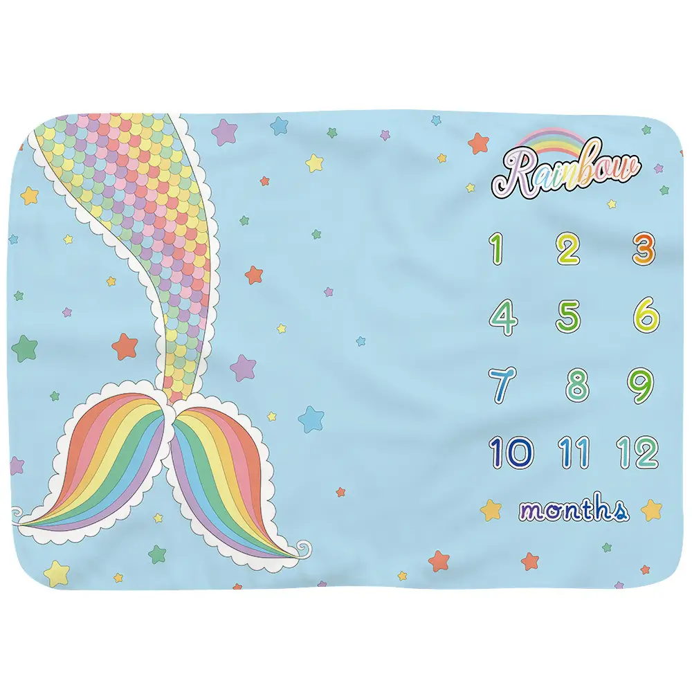 Mermaid Milestone Blanket For Baby Girl 8