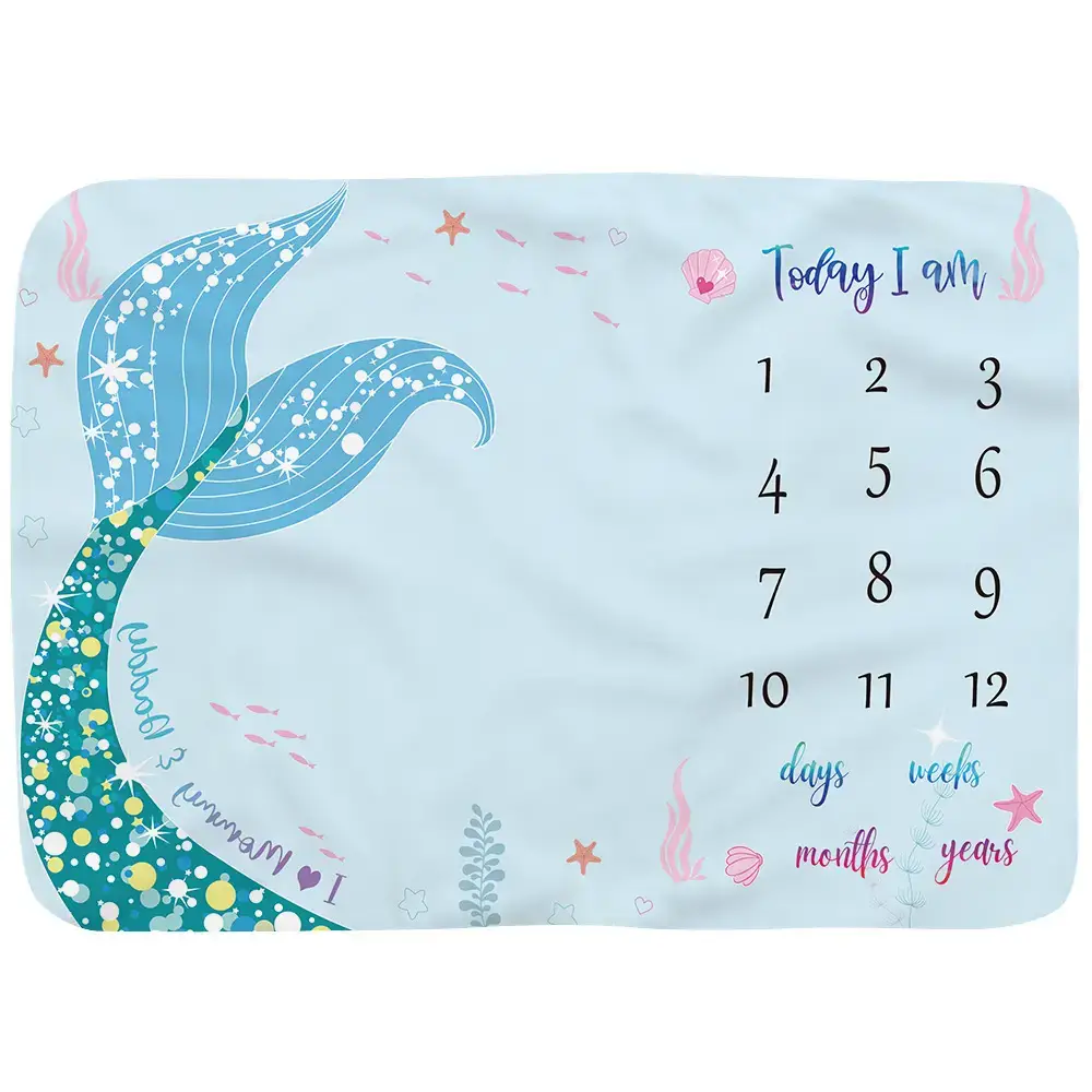Mermaid Milestone Blanket For Baby Girl 9