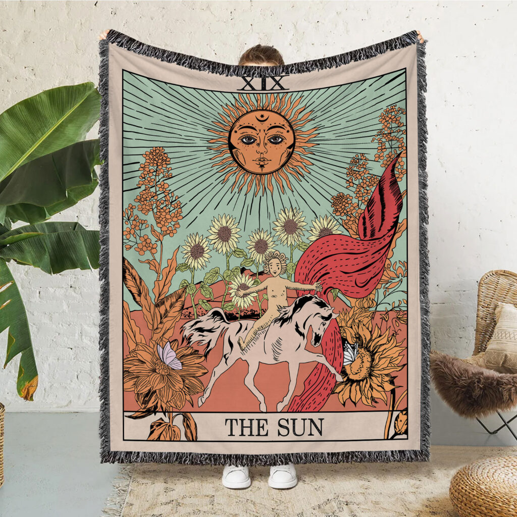 Moon Sun Star Flannel Blanket Throw 1