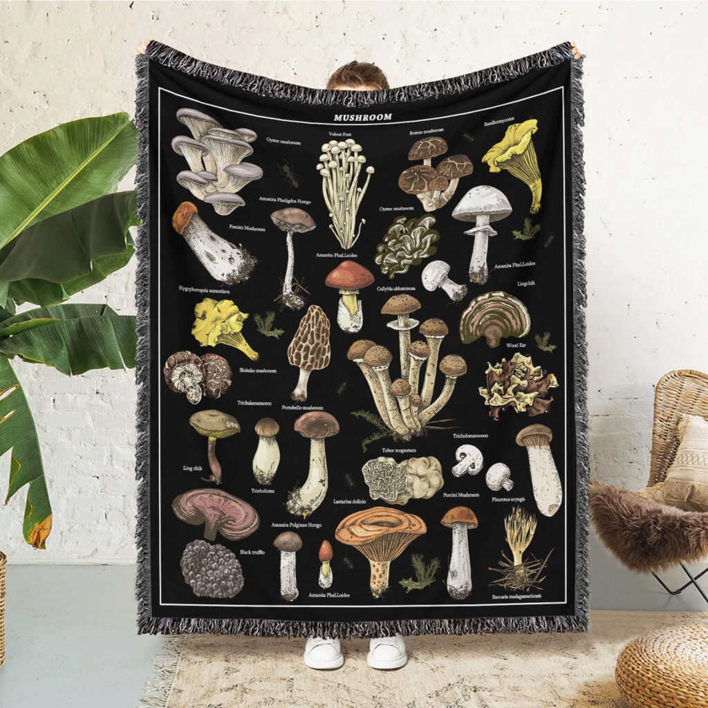 Mushroom Family Flannel Blanket Throw 1