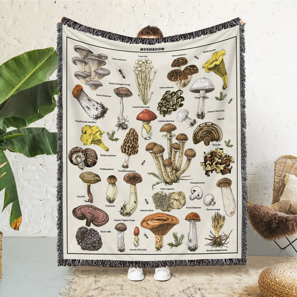 Mushroom Family Flannel Blanket Throw 2
