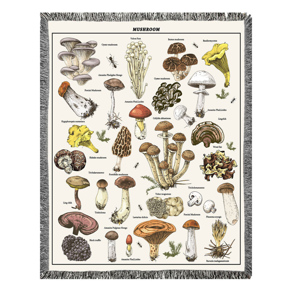 Mushroom Family Flannel Blanket Throw 5