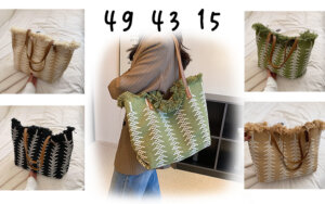 Niche Design Tassel Cotton Linen Woven Commuter Tote Bag