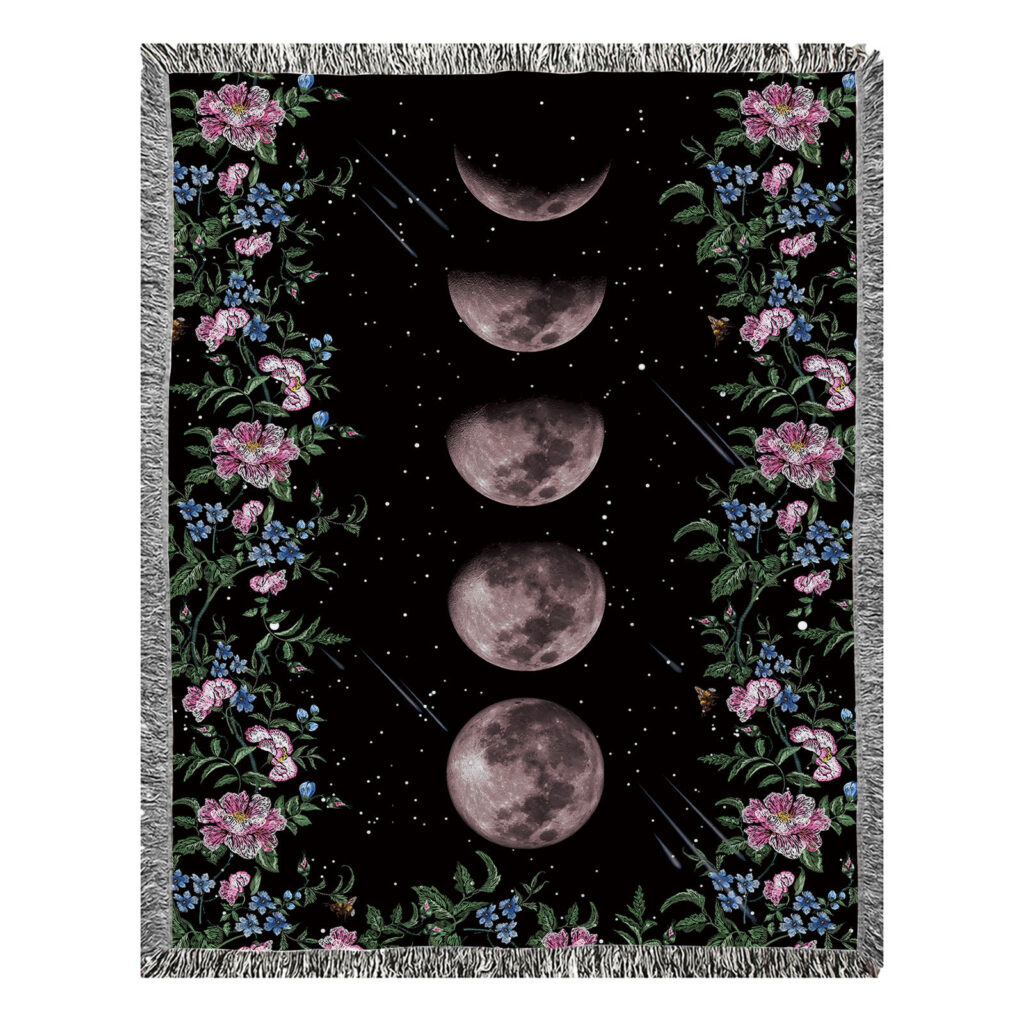 Night Moon Flower Flannel Blanket Throw 10 Night Moon Flower Flannel Blanket Throw 10