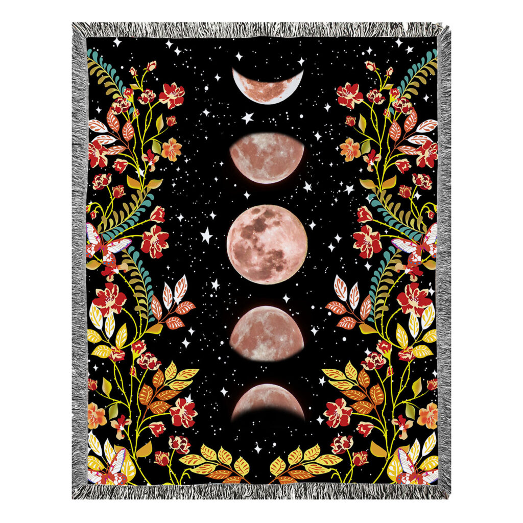Night Moon Flower Flannel Blanket Throw 12 Night Moon Flower Flannel Blanket Throw 12