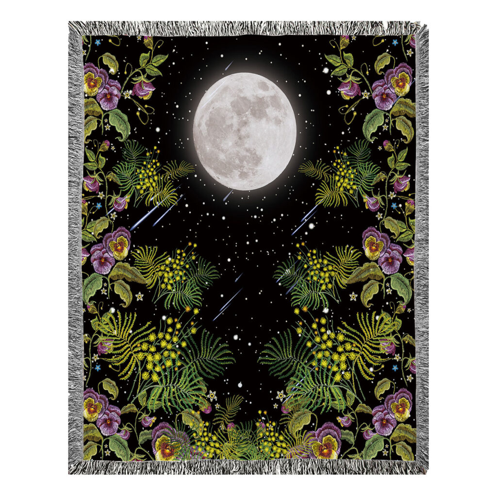 Night Moon Flower Flannel Blanket Throw 13 Night Moon Flower Flannel Blanket Throw 13