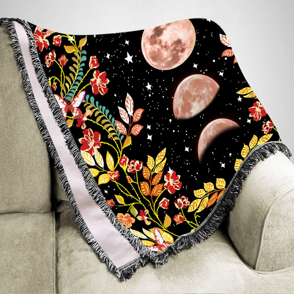 Night Moon Flower Flannel Blanket Throw 14 Night Moon Flower Flannel Blanket Throw 15